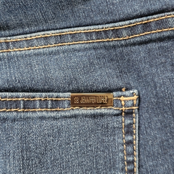 J Lopez Straight Jeans Mid Rise Dark Wash Whiskered Stretch 10 S - Picture 6 of 8